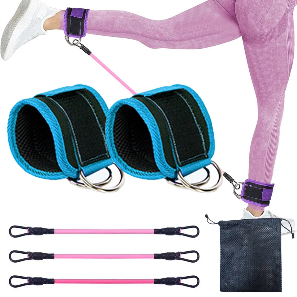 LOOGDEEL TPE Resistance Bands Ankle Straps Fitness D-Ring Support Ankle Cuffs Yoga Band Gym Guard Leg Strength Safety Extensions