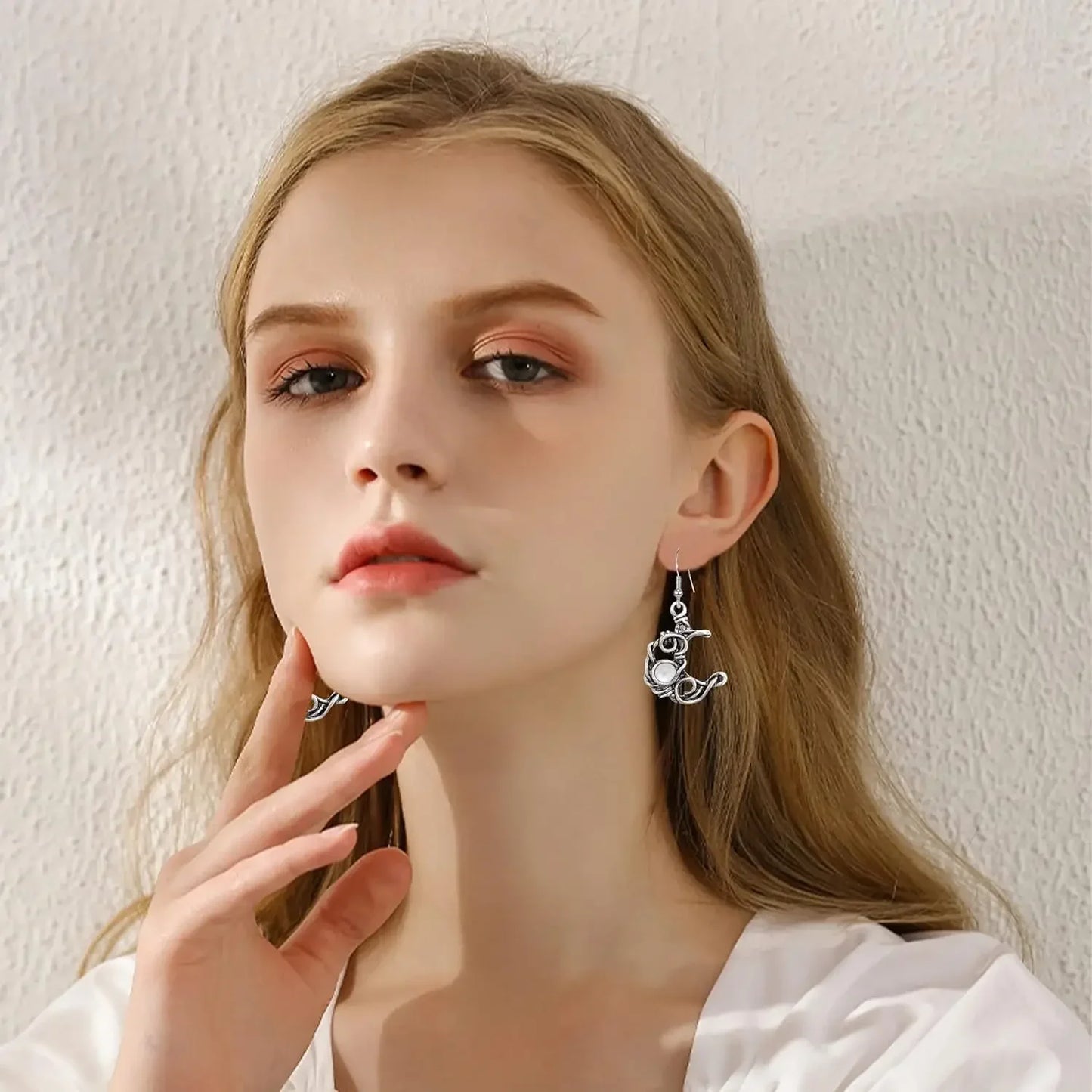 Boho Sun & Moon Drop Earrings – Vintage Crystal Jewelry for Women