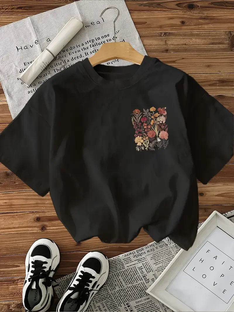 Y2K Flower Print Women’s Graphic Tee – Casual Summer Shirt