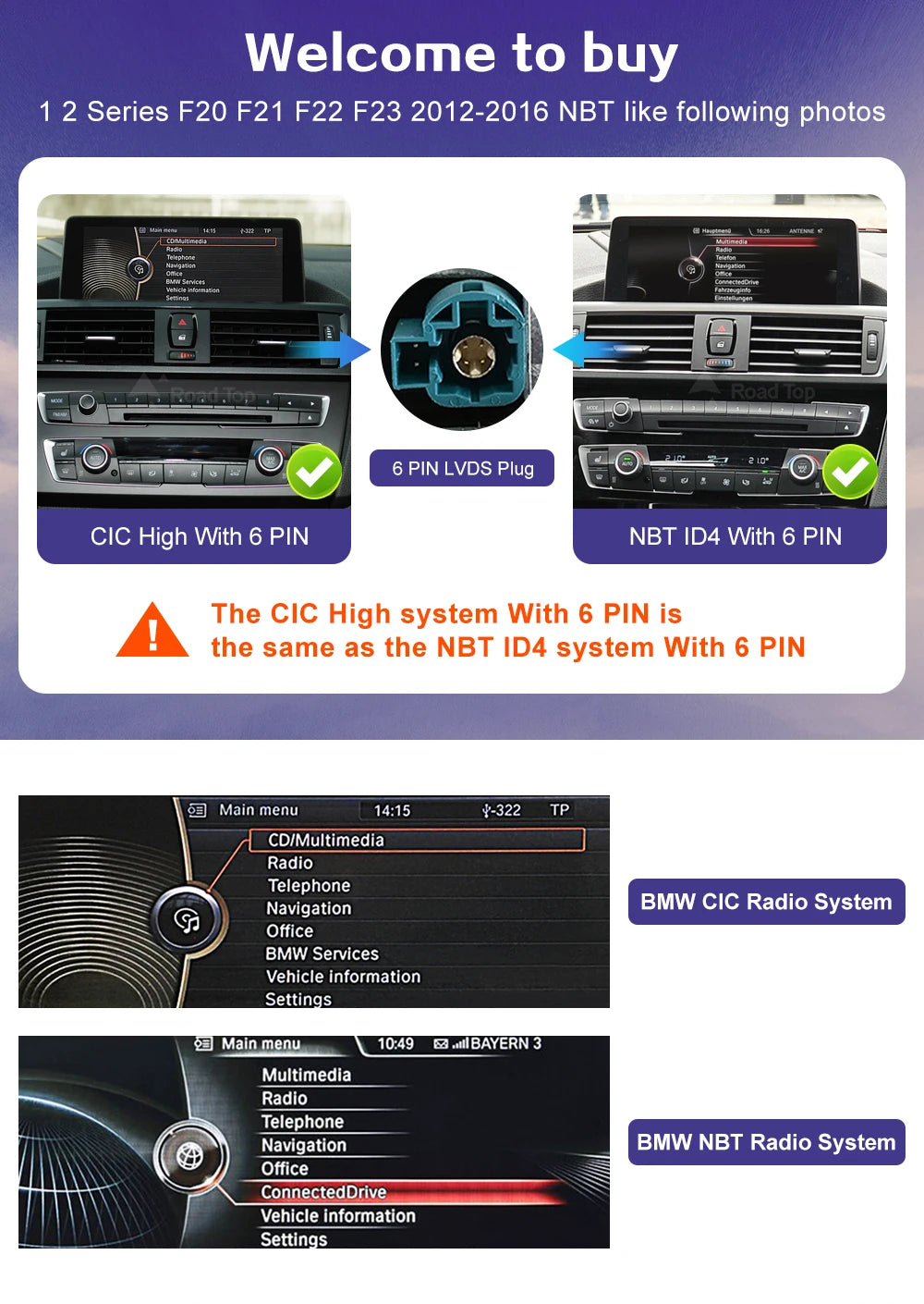 1920*720 Multimedia Touch Screen For BMW 1/2/3/4 Series F20/F21/F22/F30/F31/F33/F34/F36 Android Auto NBT System Wireless Carplay