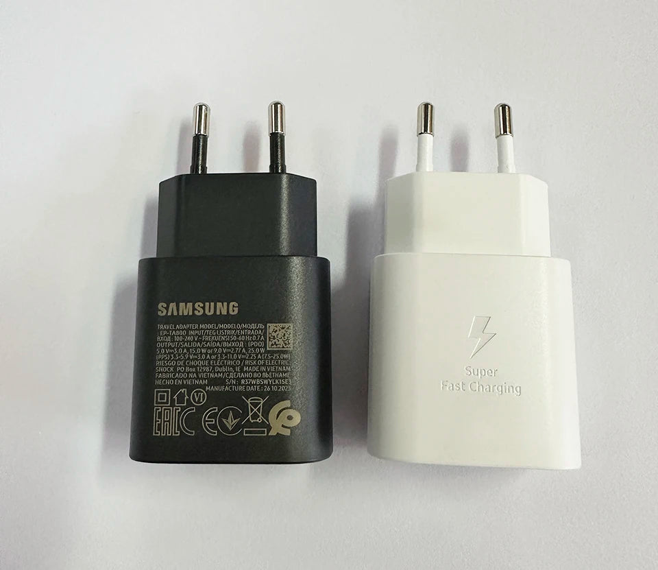 Ep-Ta800 Samsung 25w Pd Supercharger Usbc Charger Adaptador Galaxy S25 S24 FE S23 S22 S21 A54 A34 M54 Type C Fast Charging Cable