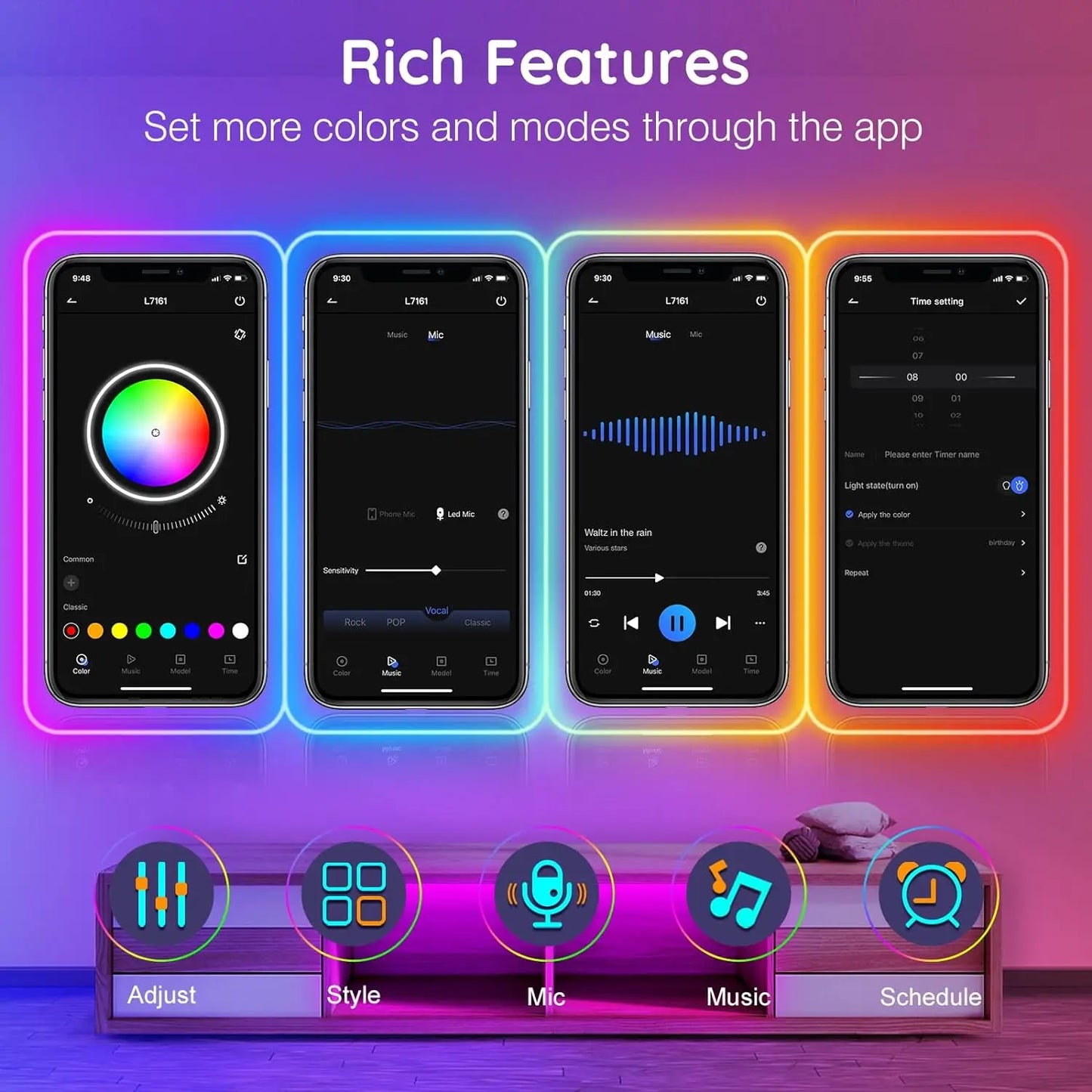 RGB Neon LED Strip Lights – Smart App & Music Sync, Waterproof (10M–30M)