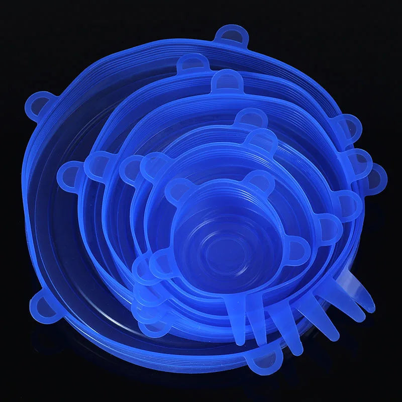 6pcs/set Silicone Covers Adaptable Silicone Lids Silicone Caps for Food Universal Dish Stretch Lids for Cans Kitchen Accessories