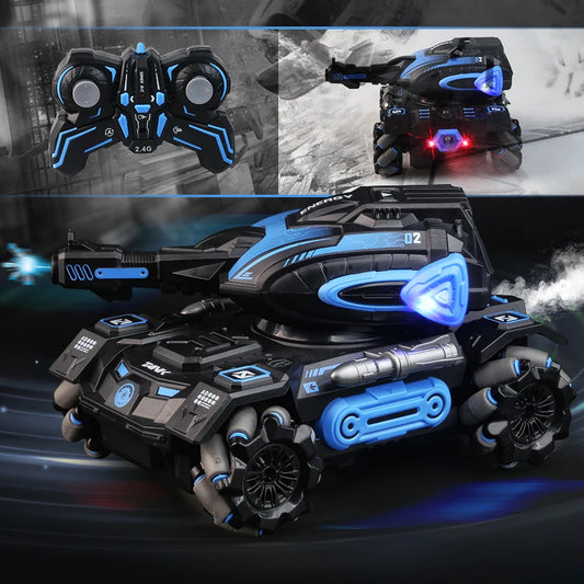 RC spray car 2.4G four-wheel stunt launch water polo tank car boy machine armour toy car Watch requires additional purchase