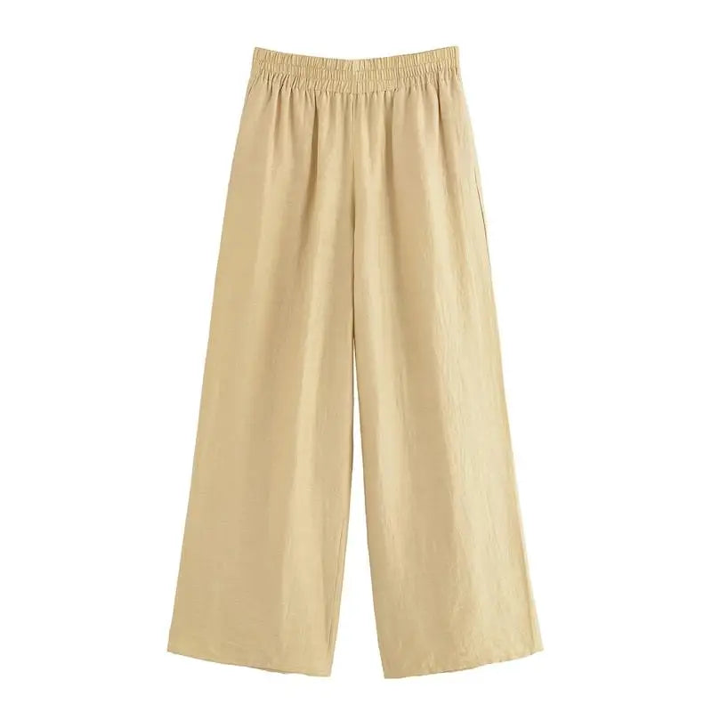 Women’s Summer 2-Piece Set – Loose Shirt & High-Waist Pants