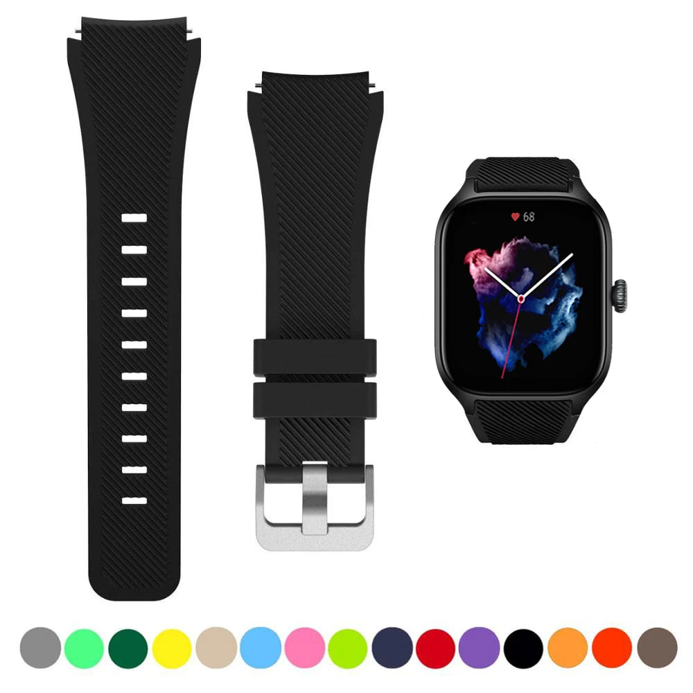 20mm/22mm Watch band For Amazfit GTS/2/2e/3/4 GTS2 Mini/GTR 4/3/Pro/GTR2/2e/stratos 2/3 Silicone Bracelet Amazfit bip 6 5 strap