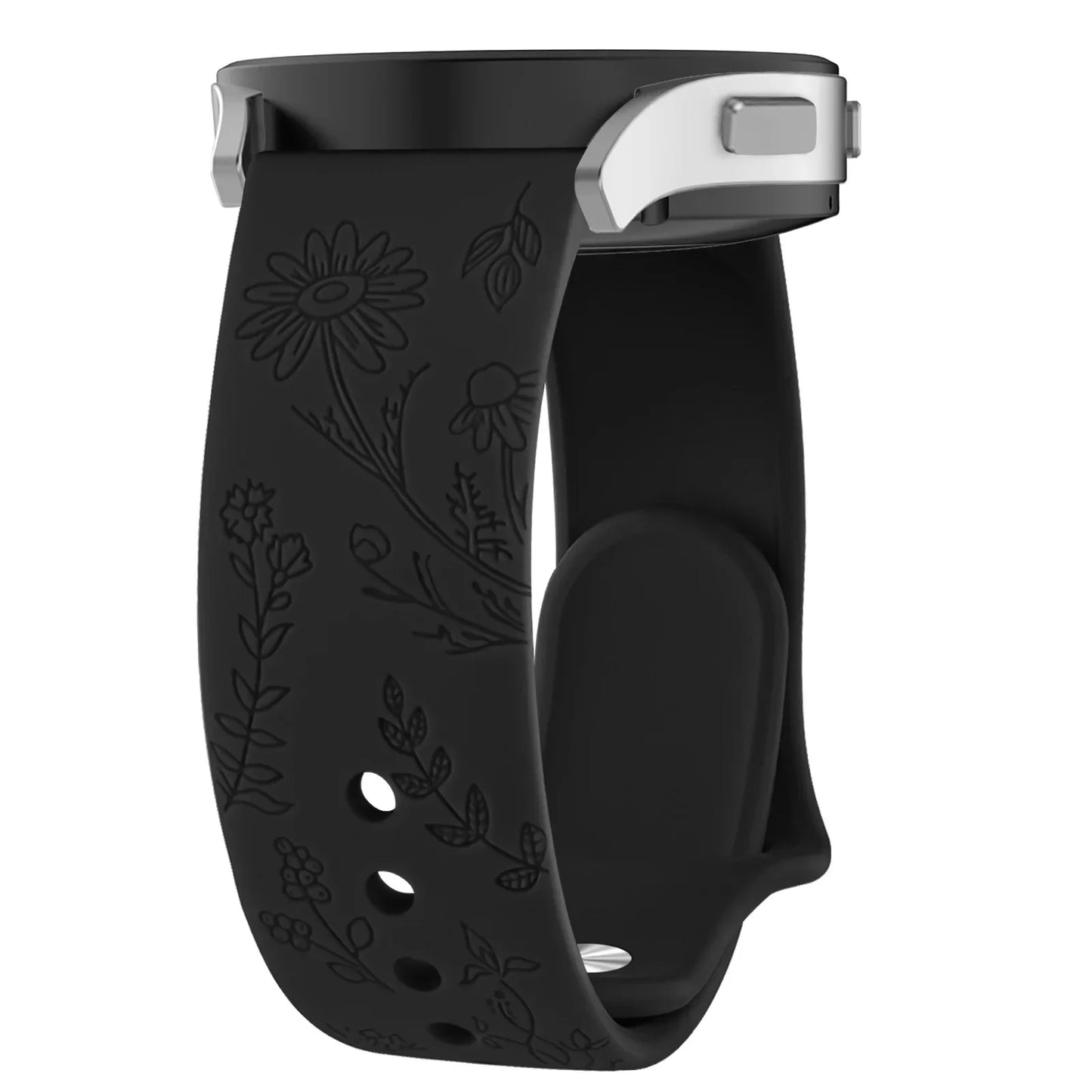 20mm Floral Engraved Band for For Samsung Galaxy Watch 6/5/4/Active 2/5 Pro 45mm 40mm 44mm/Watch 6 4 Classic/Watch 3 41mm Strap