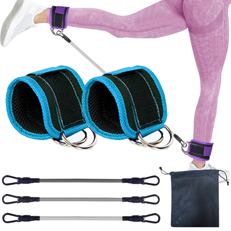 LOOGDEEL TPE Resistance Bands Ankle Straps Fitness D-Ring Support Ankle Cuffs Yoga Band Gym Guard Leg Strength Safety Extensions