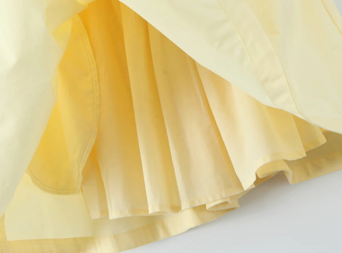 Yellow Halter Mini Dress – Backless A-Line Summer Style