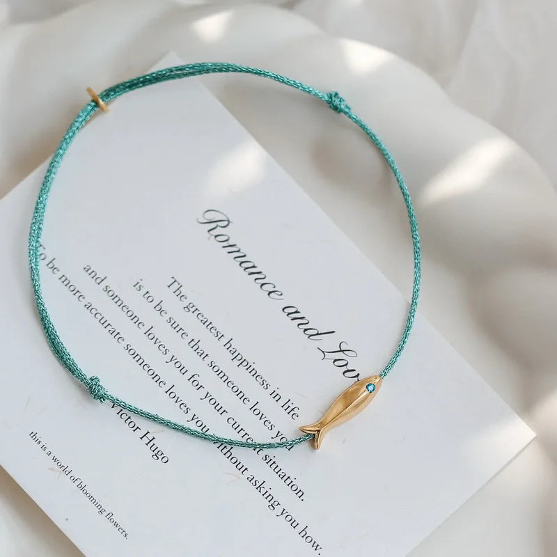 VENTFILLE 925 Sterling Silver Koi Fish Anklet Rope for Women Girl Cute Fashion Summer Jewelry Dropshipping Wholesale
