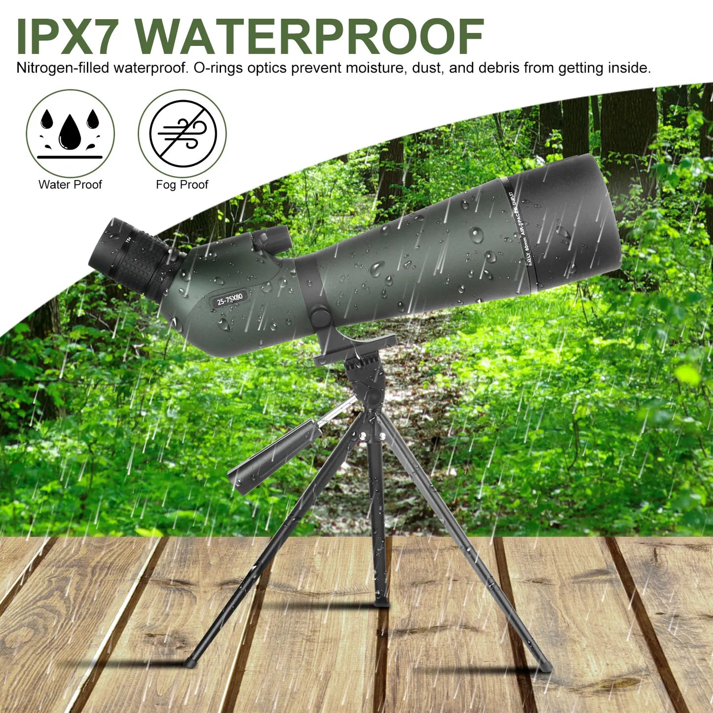 25-75x80 Zoom Spotting Scope with Tripod & Phone Mount