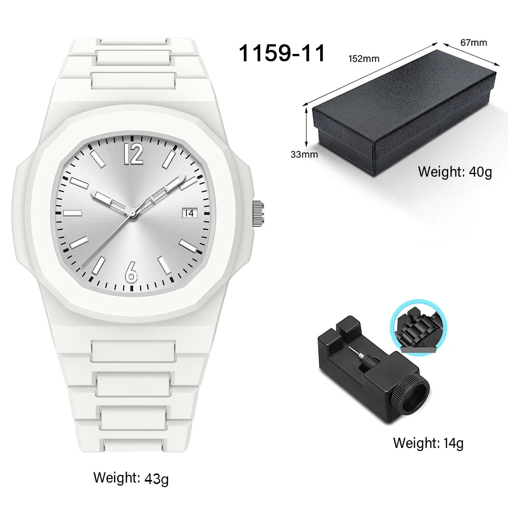 Men's Arabic Numeral Quartz Watch 30-Meter Water Resistance Casual Sports Silicone Wristband Watch Clock Nautilus Design Watch