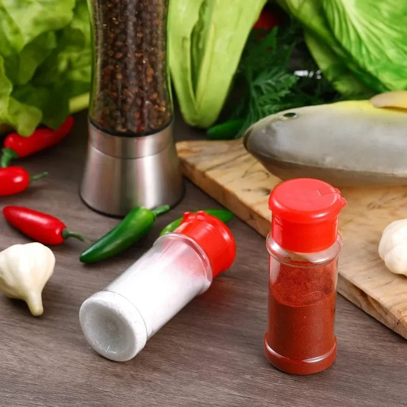 Compact Plastic Spice Shaker Bottles – Portable 100ml Seasoning Jars for Kitchen & BBQ