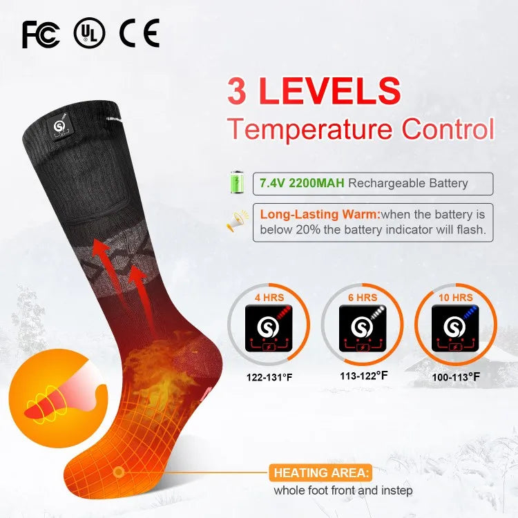 SNOW DEER Rechargeable Electric Skiing Heated Socks Winter Warm Thermal Cycling Sock Stocking Men Women For Motorcycle Cycling