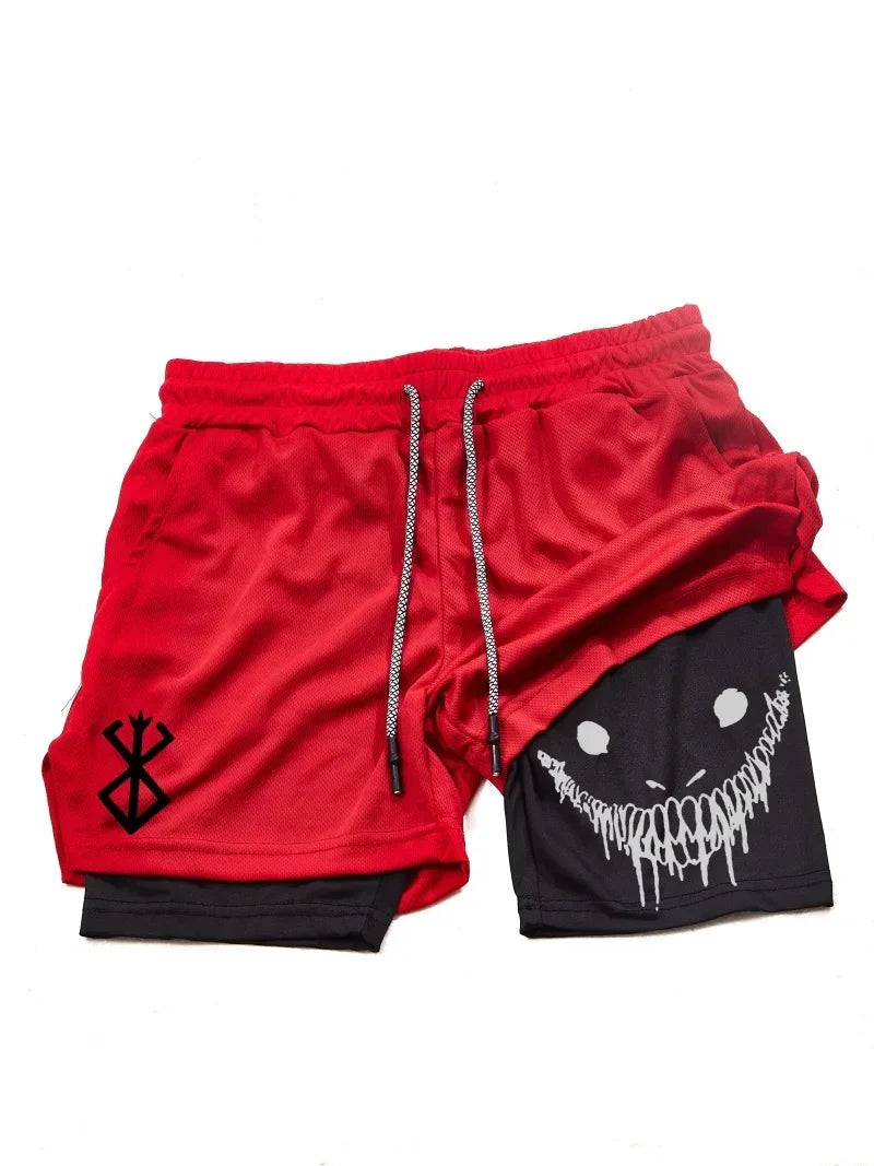 Berserk- Men's 2-in-1 sports shorts running quick drying shorts gym and fitness training double layered Training shorts