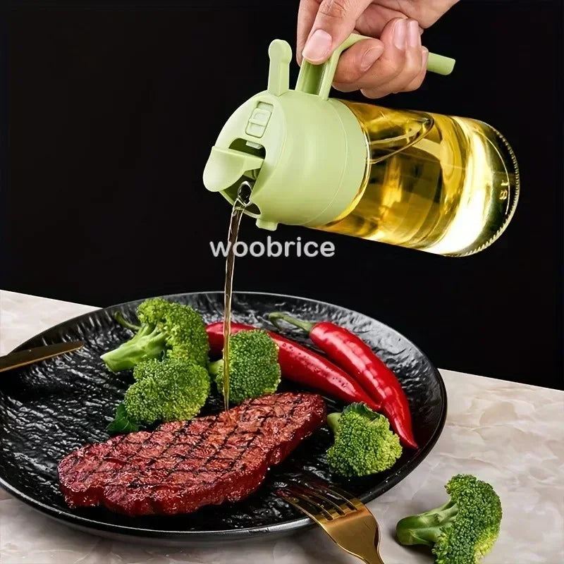 2-in-1 Glass Oil Dispenser & Sprayer | Leakproof, Non-Slip Kitchen Mister