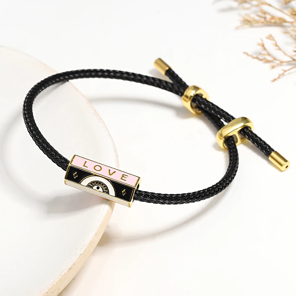 Red String Braided Charm Bracelet – Unisex Adjustable Stainless Steel