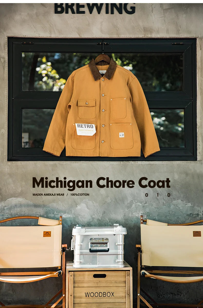 Vintage Michigan Heavyweight Canvas Chore Jacket – Men’s Spring Coat