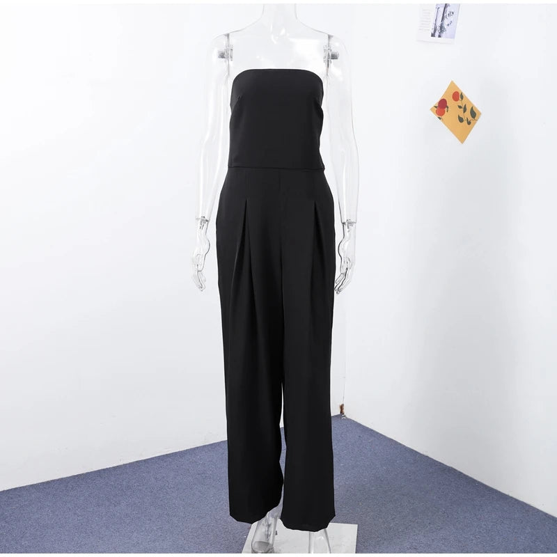 Backless Off-Shoulder Jumpsuit – Wide-Leg High Waist Summer Romper for Women