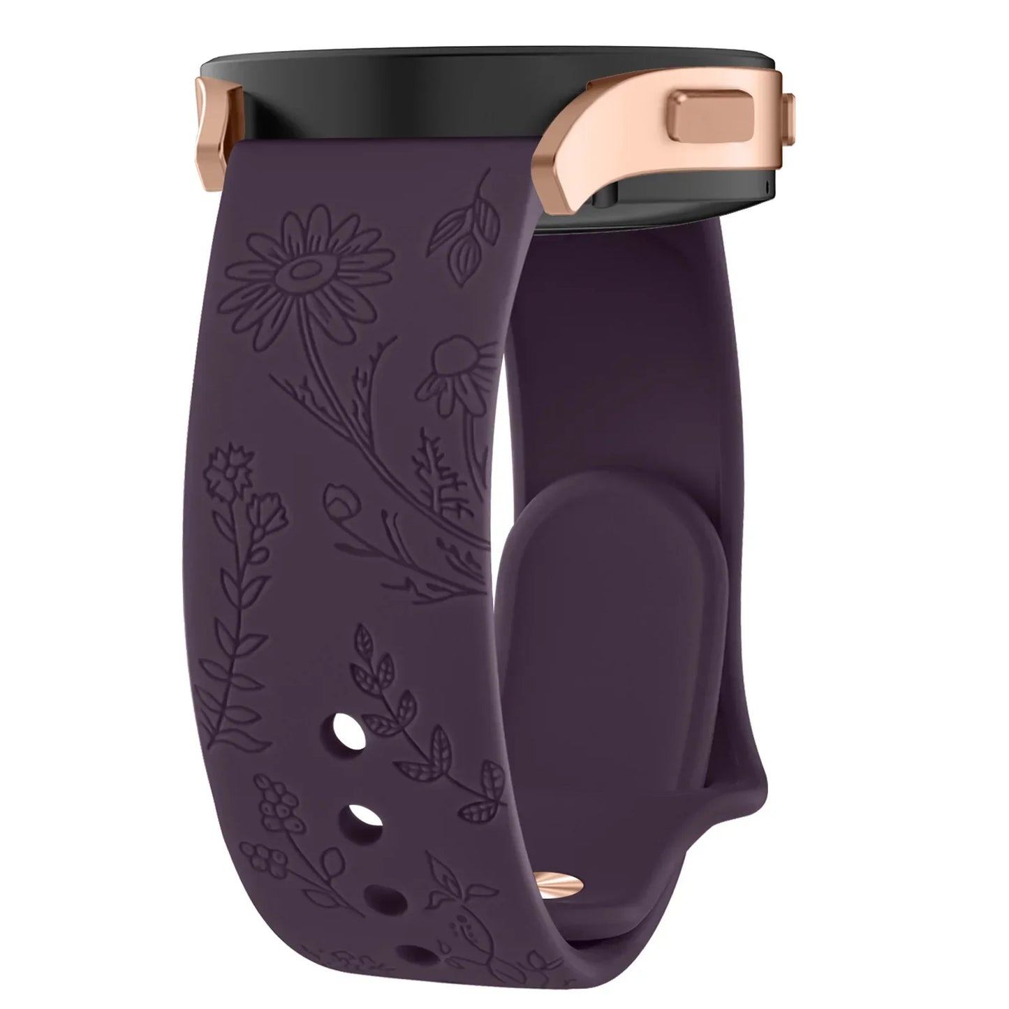20mm Floral Engraved Band for For Samsung Galaxy Watch 6/5/4/Active 2/5 Pro 45mm 40mm 44mm/Watch 6 4 Classic/Watch 3 41mm Strap