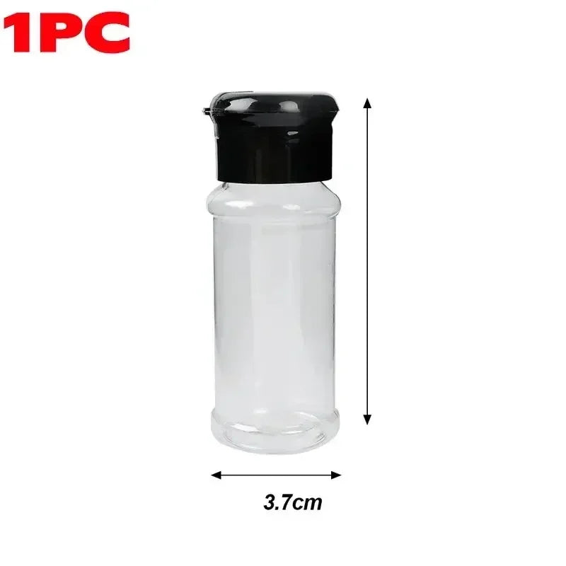 Compact Plastic Spice Shaker Bottles – Portable 100ml Seasoning Jars for Kitchen & BBQ