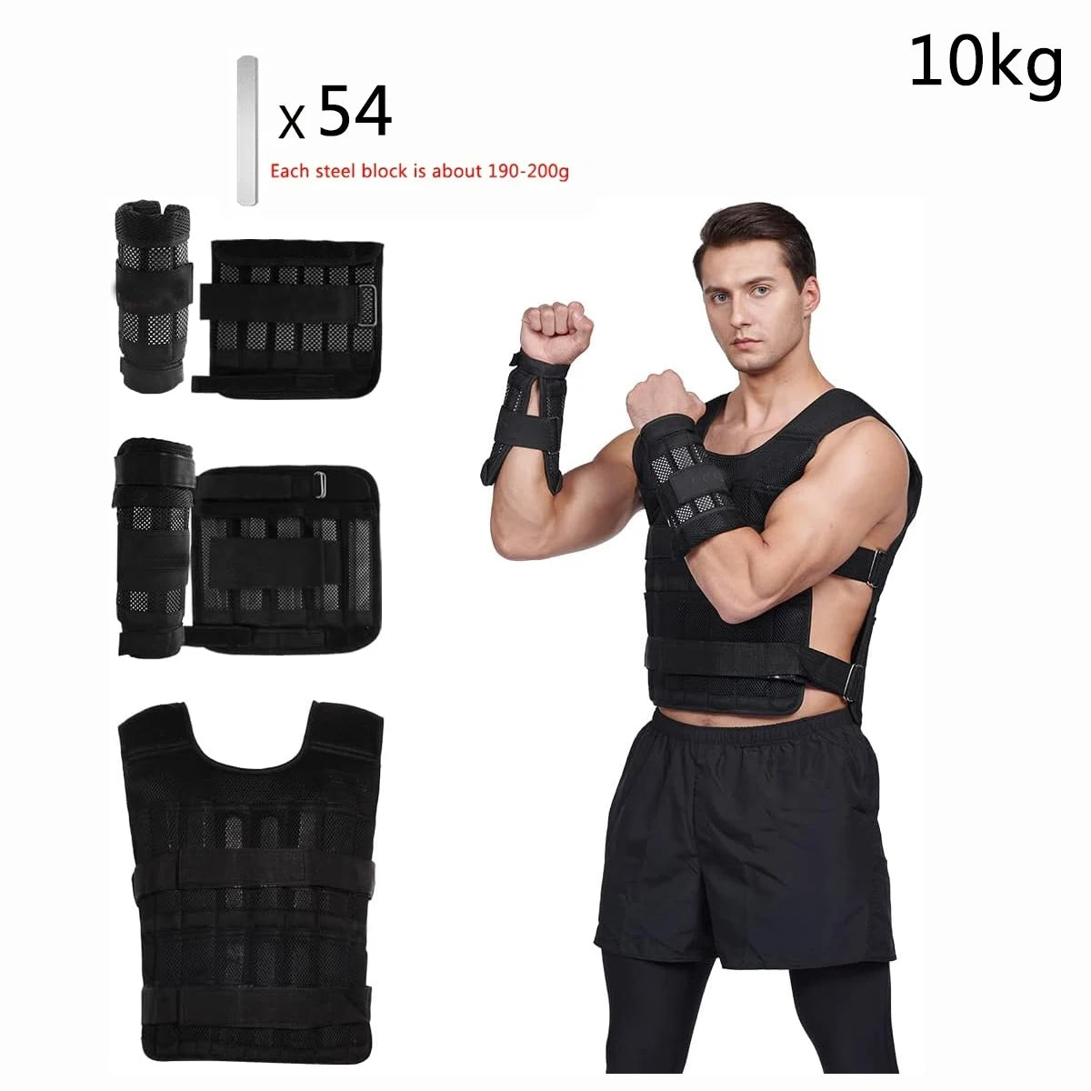 Adjustable Weighted Vest & Ankle/Wrist Weights Set – Strength Training Gear