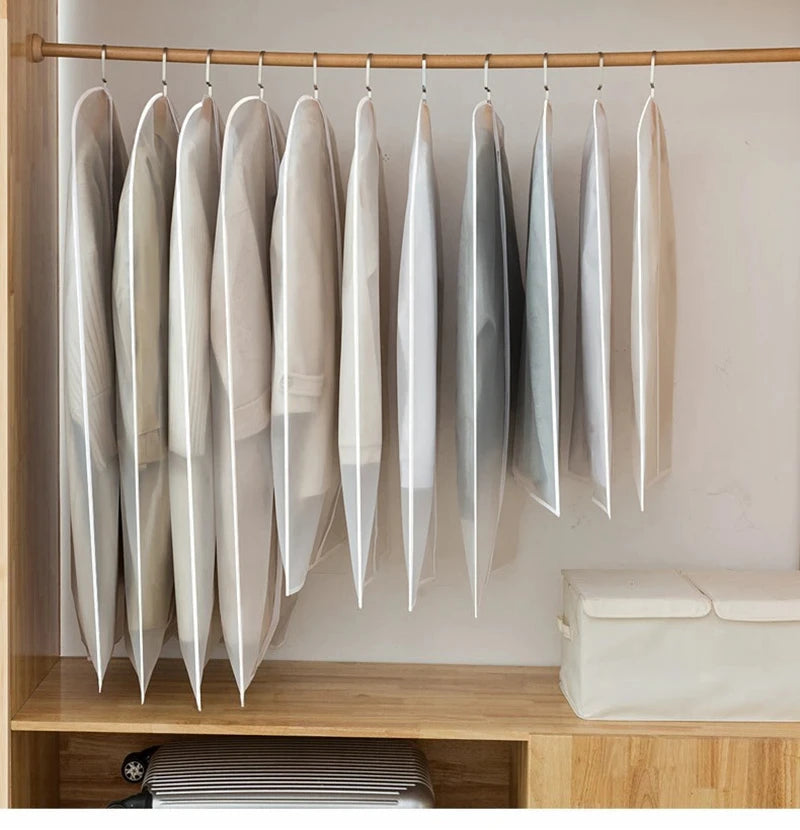 5pcs Durable Polyester Garment Dust Cover with Zipper Closure Long Hanging Clothes Bag for Coats Jackets & Wardrobe Organization