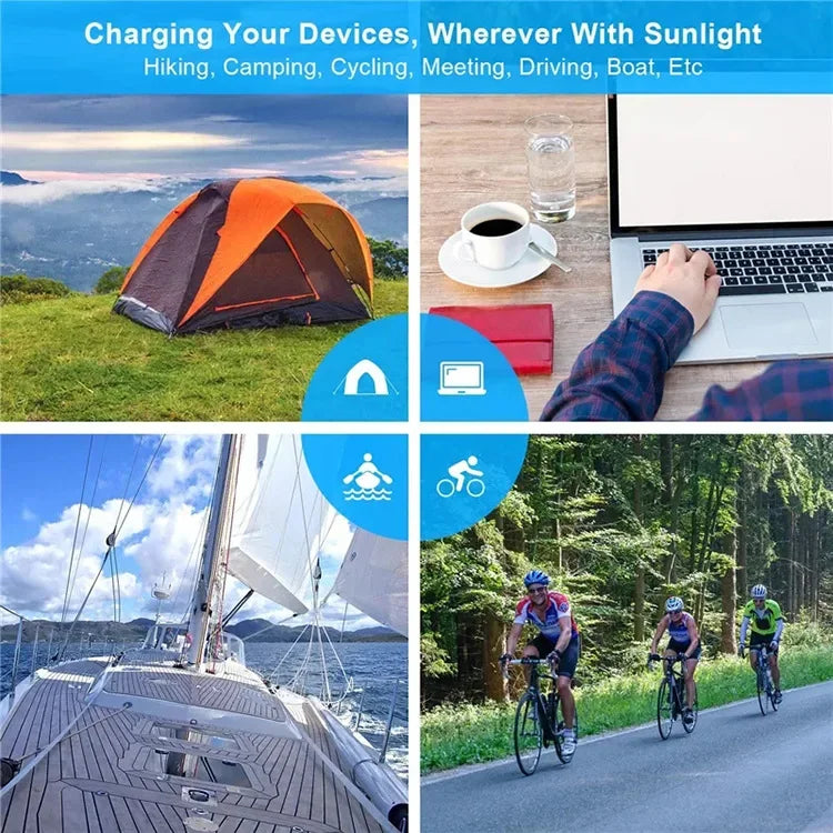 800W Foldable Solar Panel Charger – 20W USB/DC Output for Camping & Emergency Power