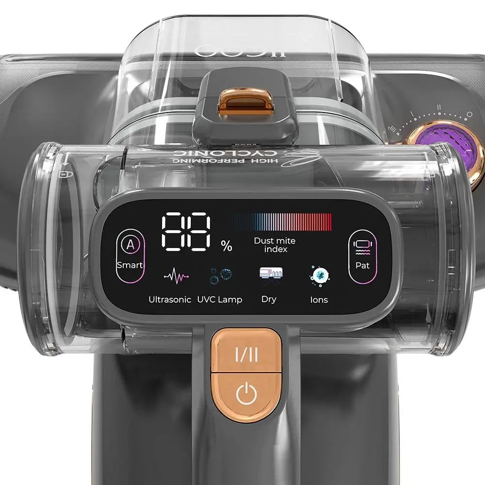 EU Stocks JIGOO T600 Bed Mattress Vacuum Cleaner Grey-EU-Dual Cup Design-99.99% Dust Mite Removal with Aroma-Diffused System