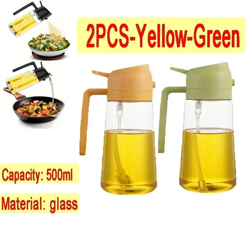2-in-1 Glass Oil Dispenser & Sprayer | Leakproof, Non-Slip Kitchen Mister