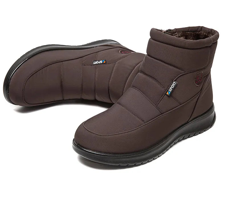Women's Boots 2025 Winter Shoes For Women Ankle Boots Warm Fur Botas Mujer Waterproof Low Heels Snow Boots Winter Flat Shoes