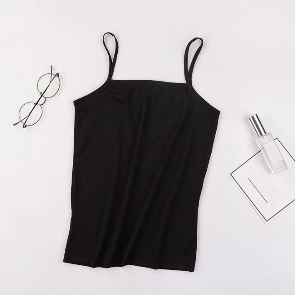 Sexy Sling Camisoles Women Crop Tops Solid Color Sleeveless T-shirt Base Tee Tops Skinny Vest Female Slimming Tanks Underwear