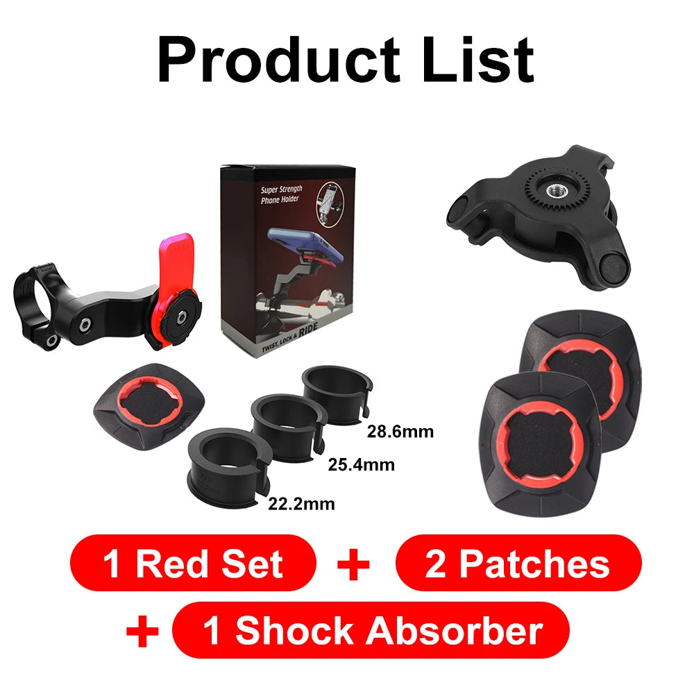 Motorcycle Bike Phone Holder Stand Bicycle Quad Lock Phone Holder Bike Holder 360° Rotatable Navigation Support Security Bracket