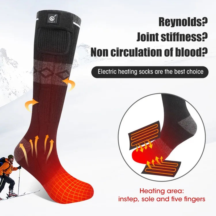SNOW DEER Rechargeable Electric Skiing Heated Socks Winter Warm Thermal Cycling Sock Stocking Men Women For Motorcycle Cycling