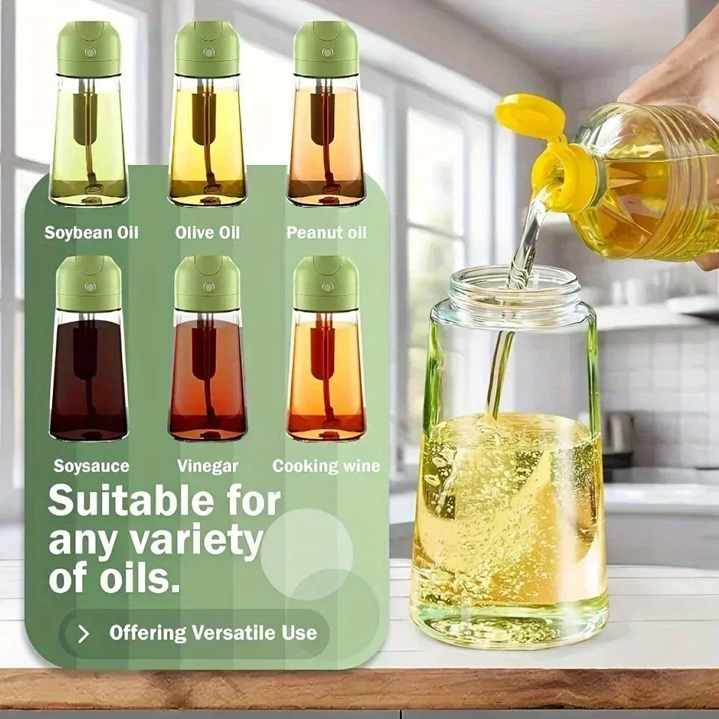 2-in-1 Glass Oil Dispenser & Sprayer | Leakproof, Non-Slip Kitchen Mister