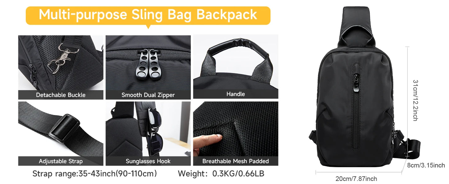 Waterproof Oxford Chest Bag for Men & Women – Lightweight Crossbody Sling