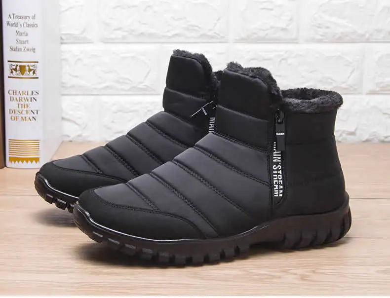 Men's sneakers Warm Cotton Zipper Snow Ankle Boots, casual shoes designer shoes Waterproof Snow Boots free shiping shoe