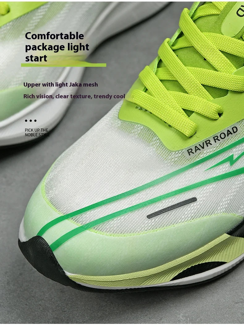 Real carbonboard racing running shoes couple's ultra-light cushioning sneakers men's thin mesh walking shoes