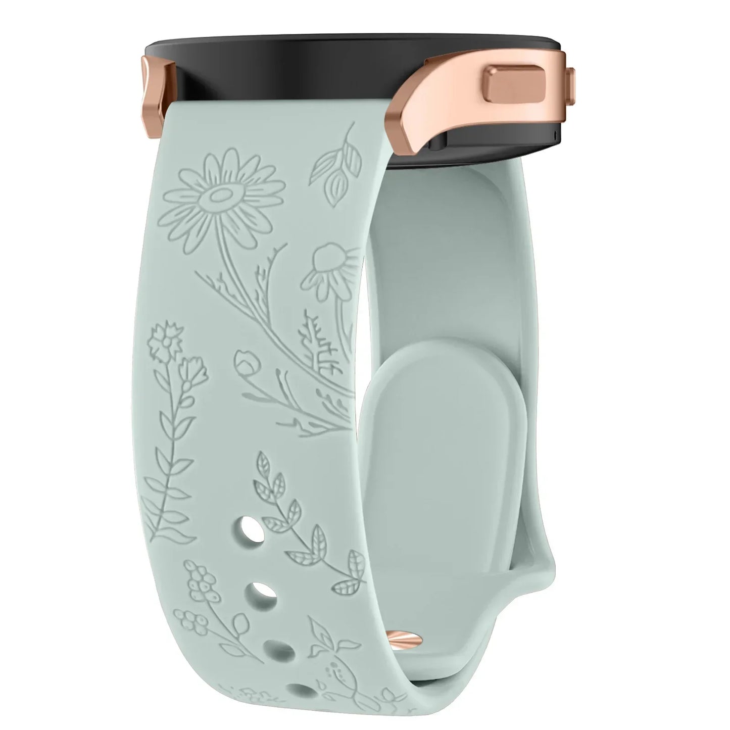 20mm Floral Engraved Band for For Samsung Galaxy Watch 6/5/4/Active 2/5 Pro 45mm 40mm 44mm/Watch 6 4 Classic/Watch 3 41mm Strap