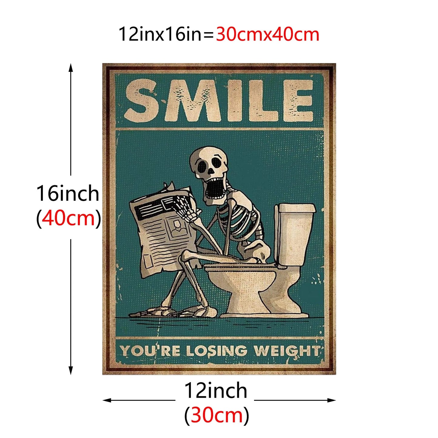 1pc Canvas Painting The Skeleton Man Is Squatting In The Toilet Wall Art, Human Skeleton Posters, Home Decor, No Frame