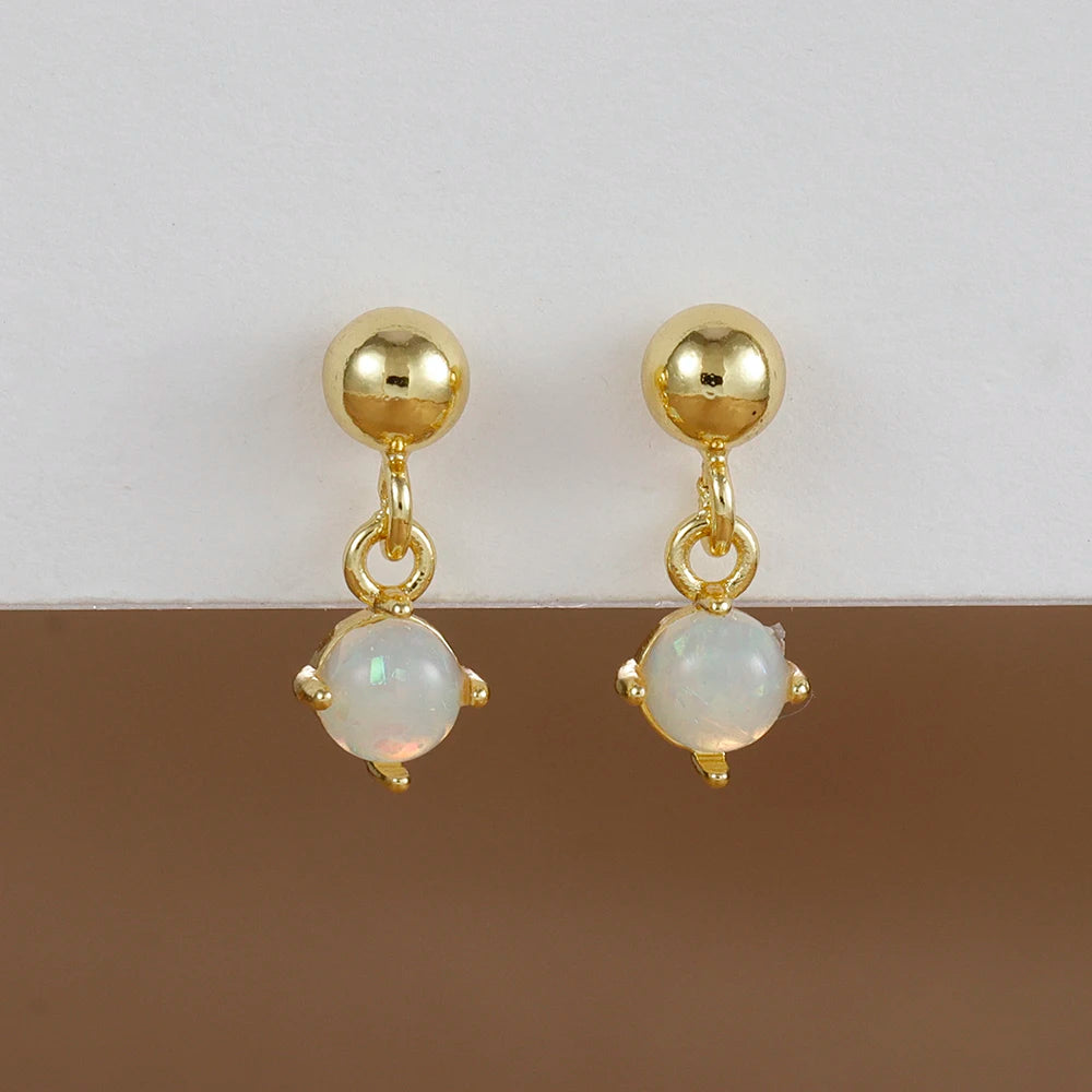 2PCS Star & Moon Opal Zircon Earrings – Stainless Steel Studs for Women