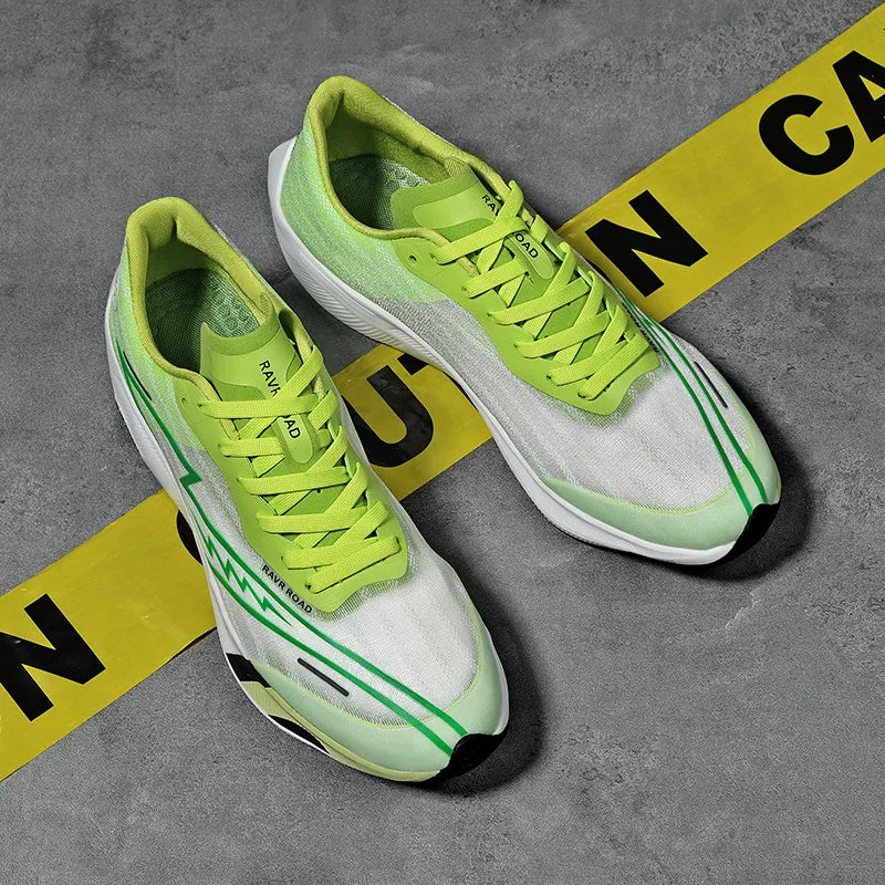 Real carbonboard racing running shoes couple's ultra-light cushioning sneakers men's thin mesh walking shoes