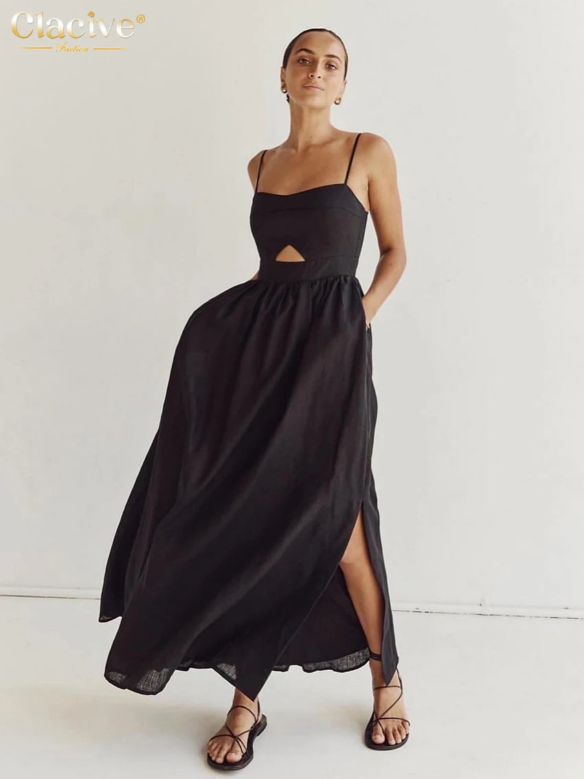 Black Cotton Sleeveless Maxi Dress β Elegant Summer Style