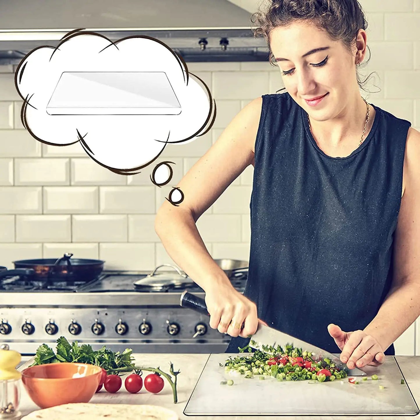 Acrylic Cutting Board with Lip – Non-Slip Transparent Counter Protector