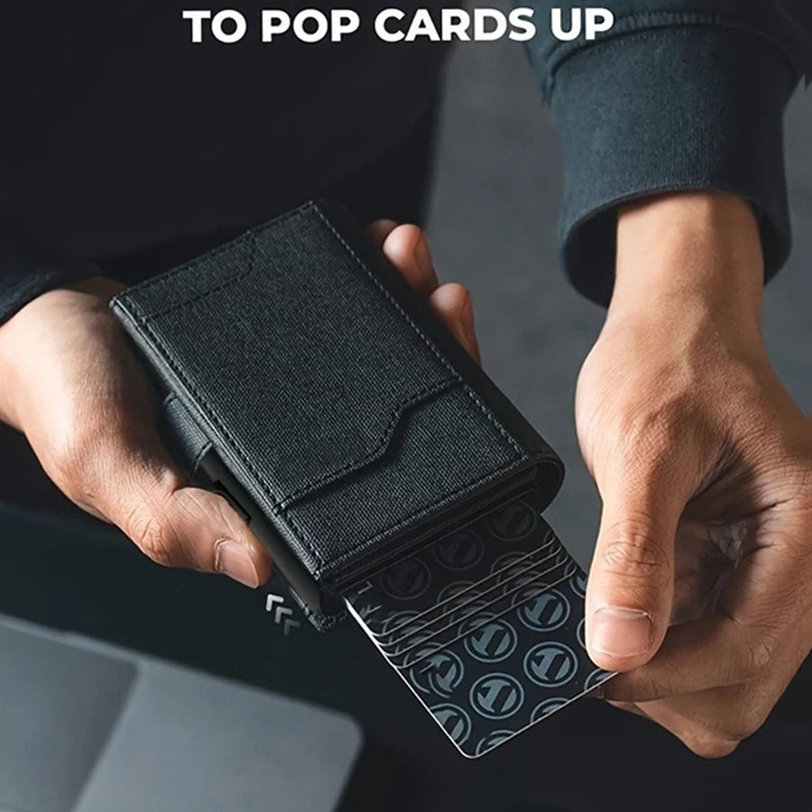 Pop up Card Wallet RFID Blocking Credit Card Holder Three Fold Wallet with Large Capacity