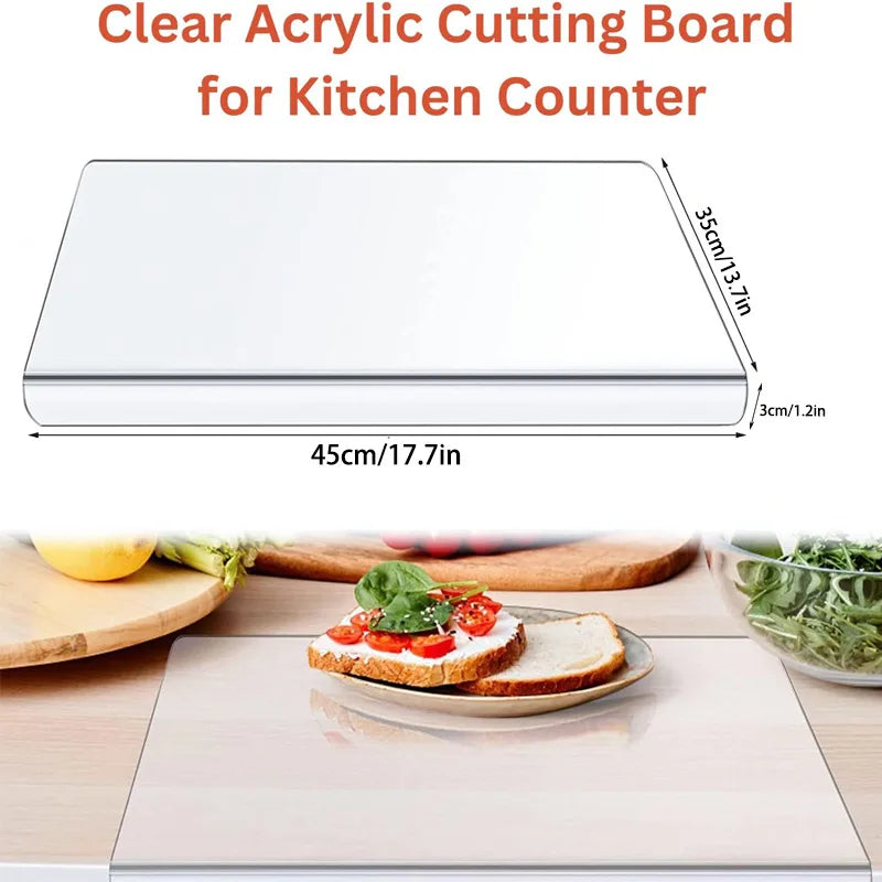 Acrylic Cutting Board with Lip – Non-Slip Transparent Counter Protector