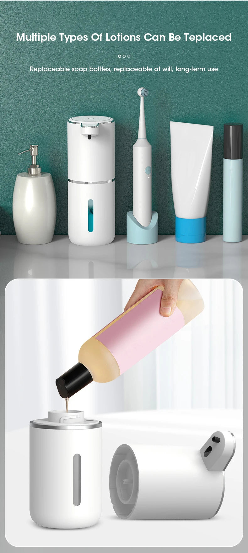 Automatic Soap Dispenser Touchless Foaming Soap Dispenser 380ml USB Rechargeable Electric 4 Level Adjustable Foam Soap Dispenser
