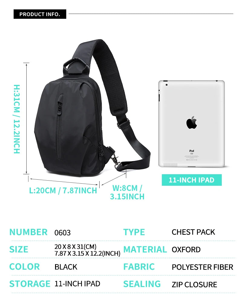 Waterproof Oxford Chest Bag for Men & Women – Lightweight Crossbody Sling