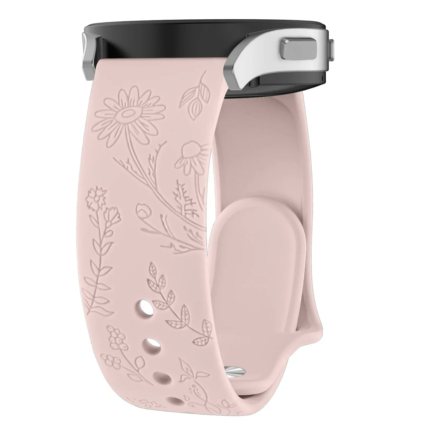 20mm Floral Engraved Band for For Samsung Galaxy Watch 6/5/4/Active 2/5 Pro 45mm 40mm 44mm/Watch 6 4 Classic/Watch 3 41mm Strap