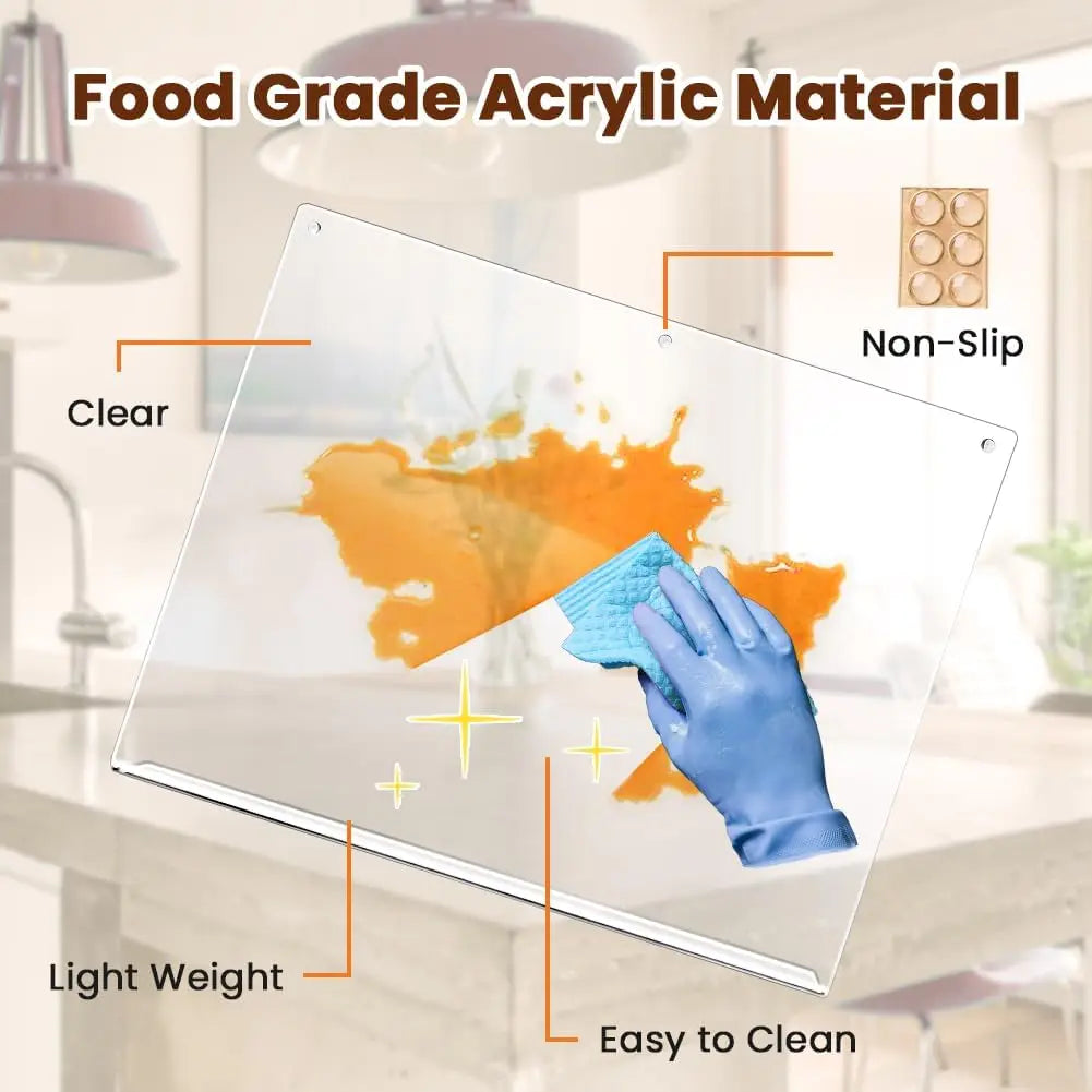 Acrylic Cutting Board with Lip – Non-Slip Transparent Counter Protector